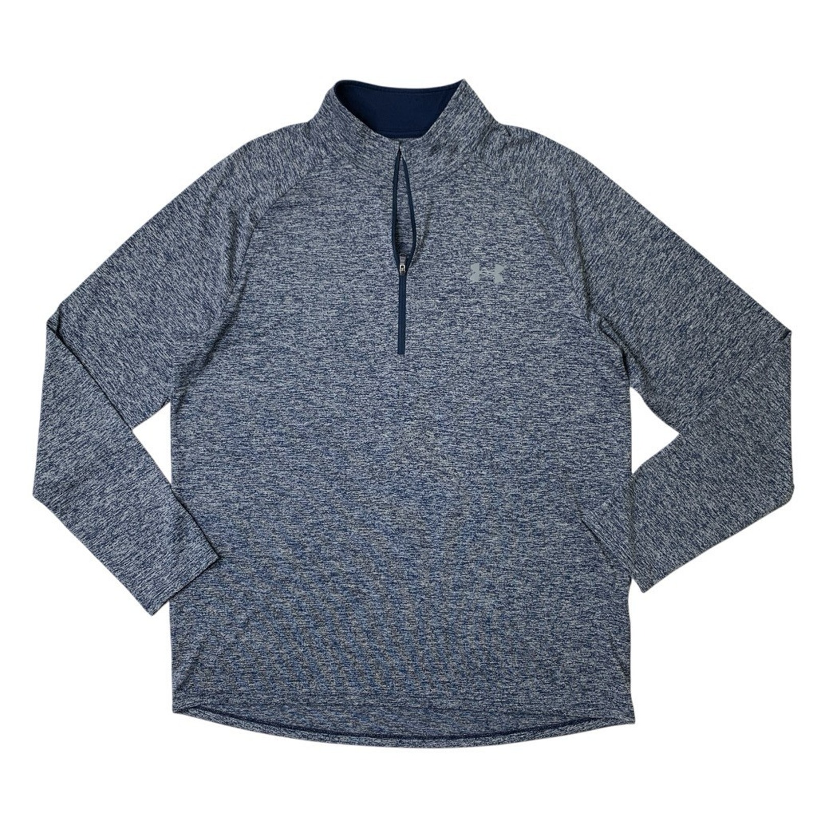 Under Armour Shirt Mens L Large Royal Blue Tech 1/4 Zip Heatgear Train Workout